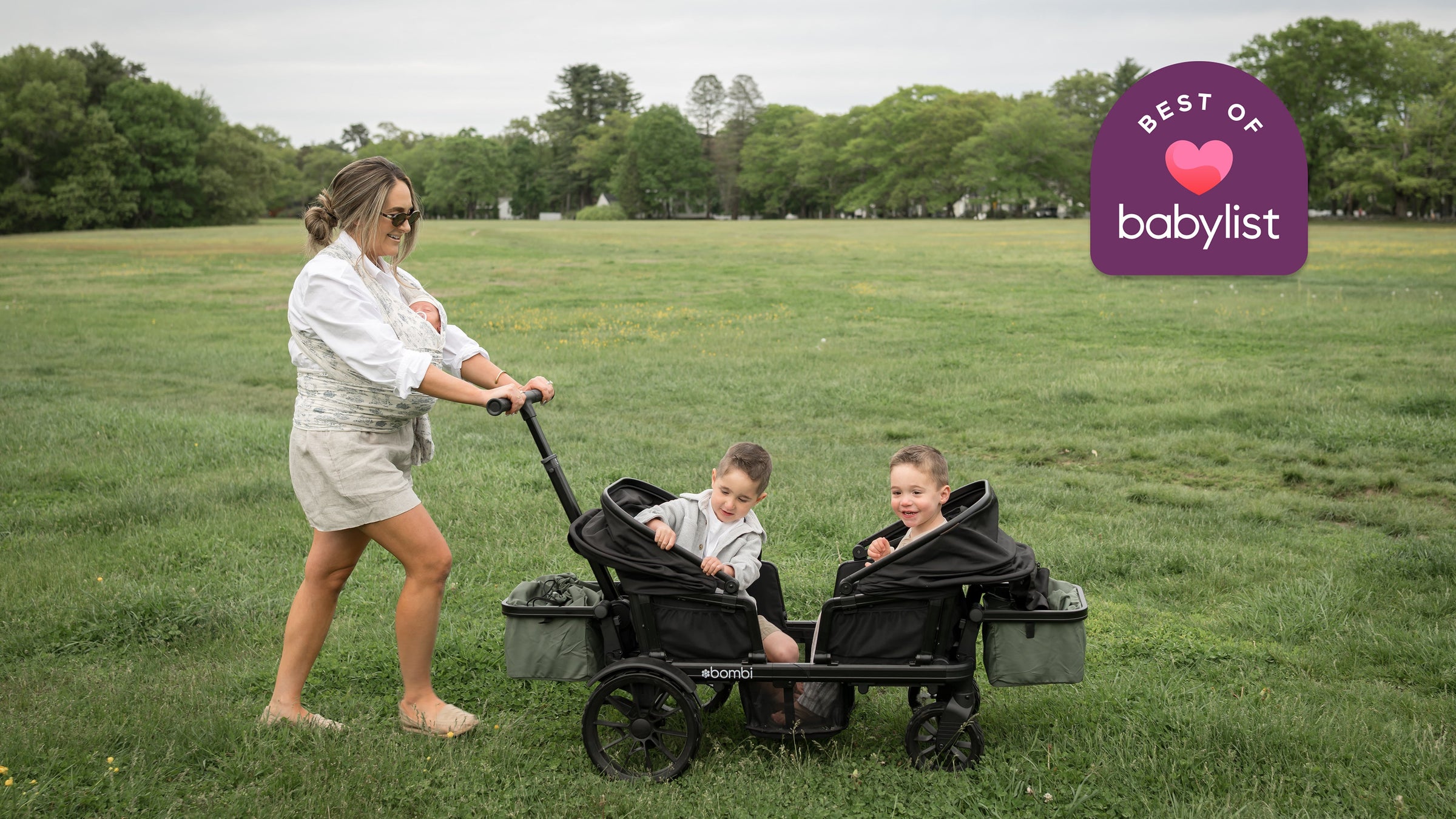 Green Waggle stroller wagon ready to fold