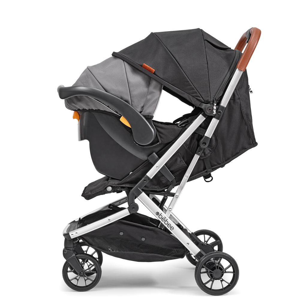 Stroller with top car seat attached